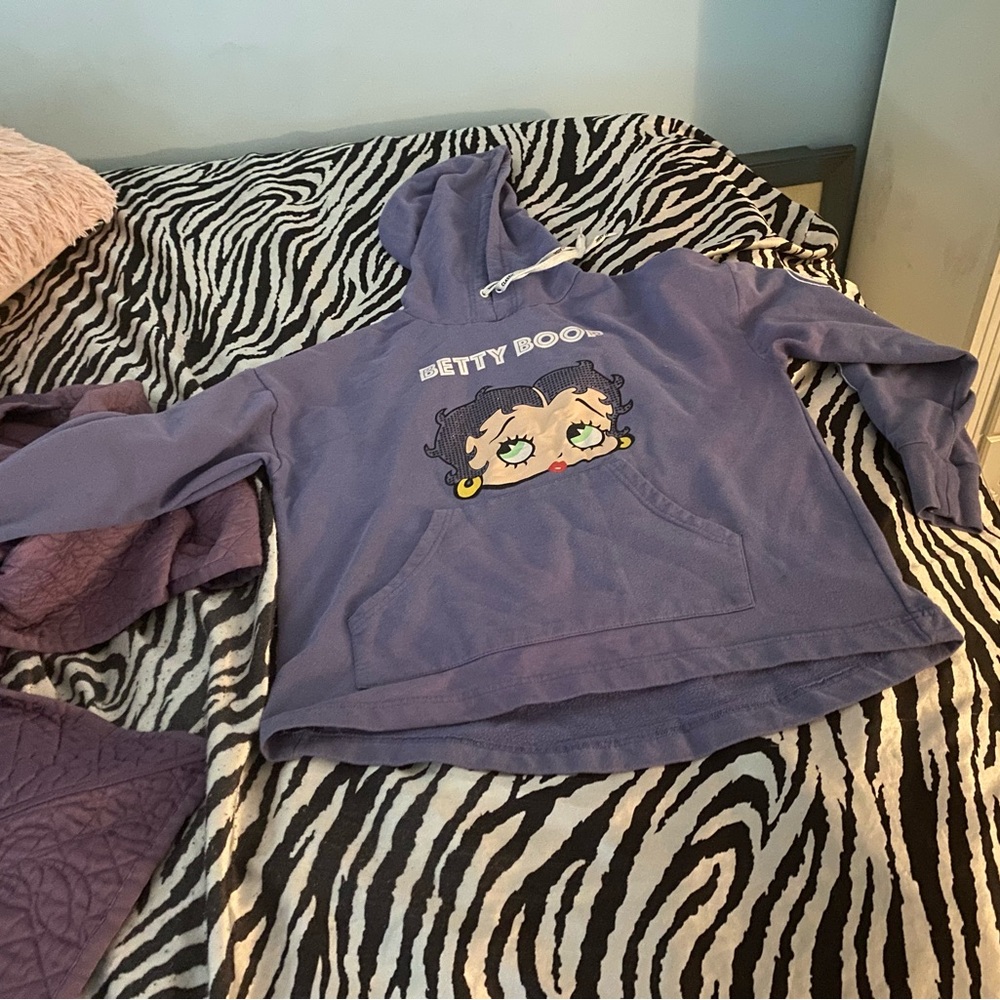 Cotton purple graphic hoodie